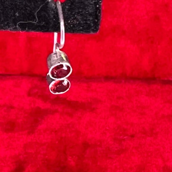 Cute Sterling Silver Garnet Earrings - Picture 2 of 5